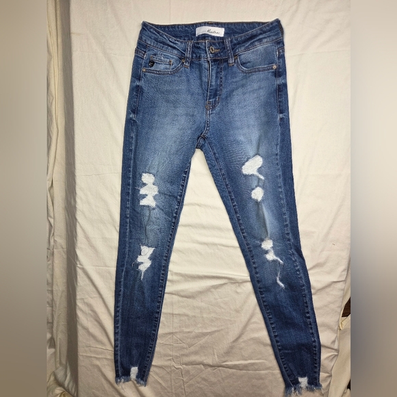 Kancan Blue Distressed Skinny Jeans Size 3/25 - Picture 1 of 5